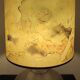 Vintage ceramic lamp signed & hand-painted silk shade 70s