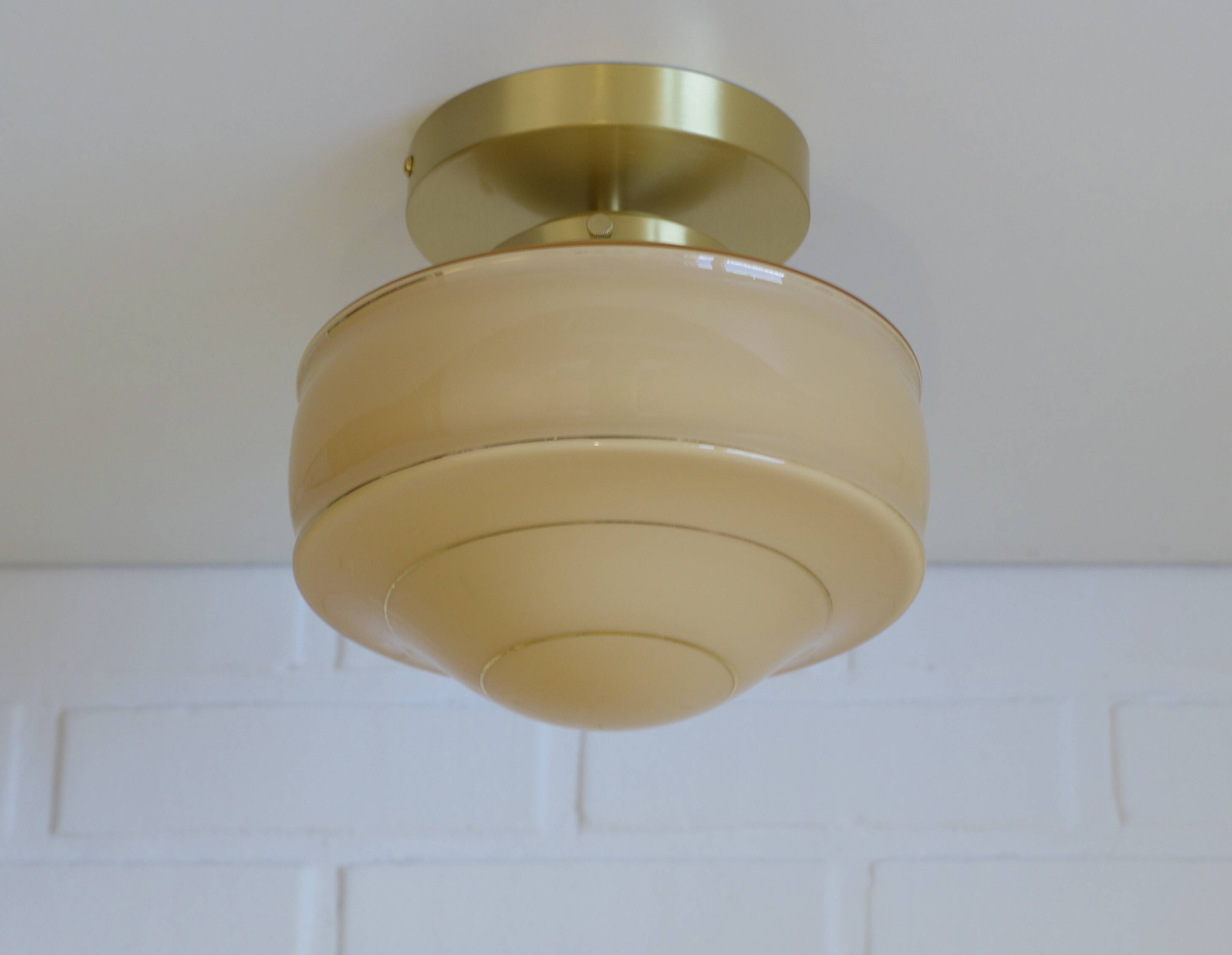 Semi flush mount Art Deco sconce 1940s antique lighting redesigned lamp