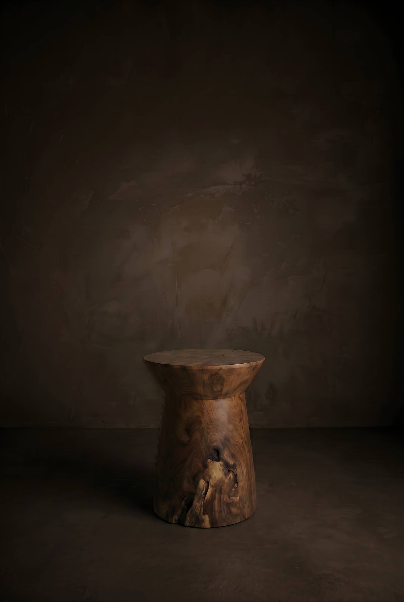LUNA side table stool in hand-carved solid recycled teak.