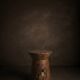 LUNA side table stool in hand-carved solid recycled teak.