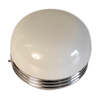 Ceiling lamp opaline glass and chrome metal – 70s