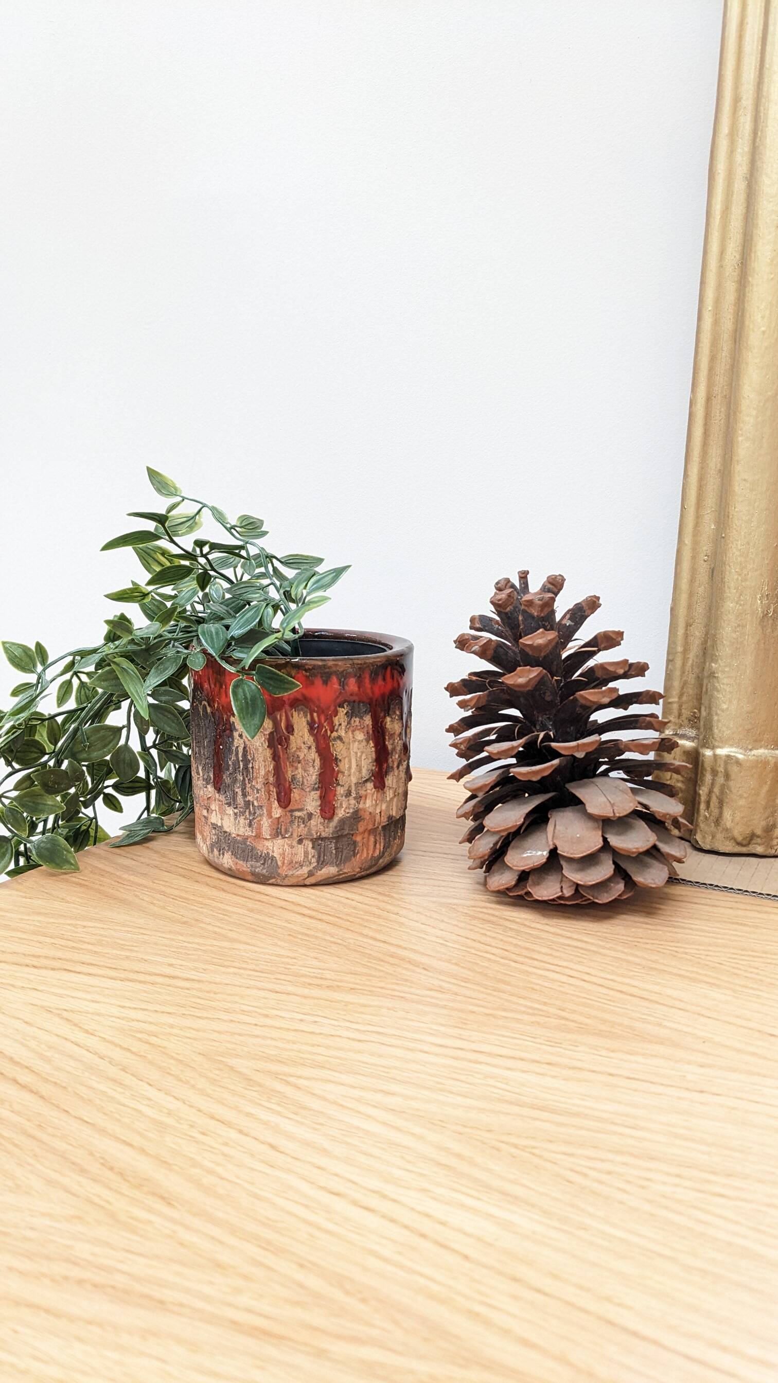 Brown and red ceramic pot