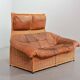 Gerard van de Berg Cognac Patchwork Leather 2-Seat Rockstyle Cane Sofa 70s
