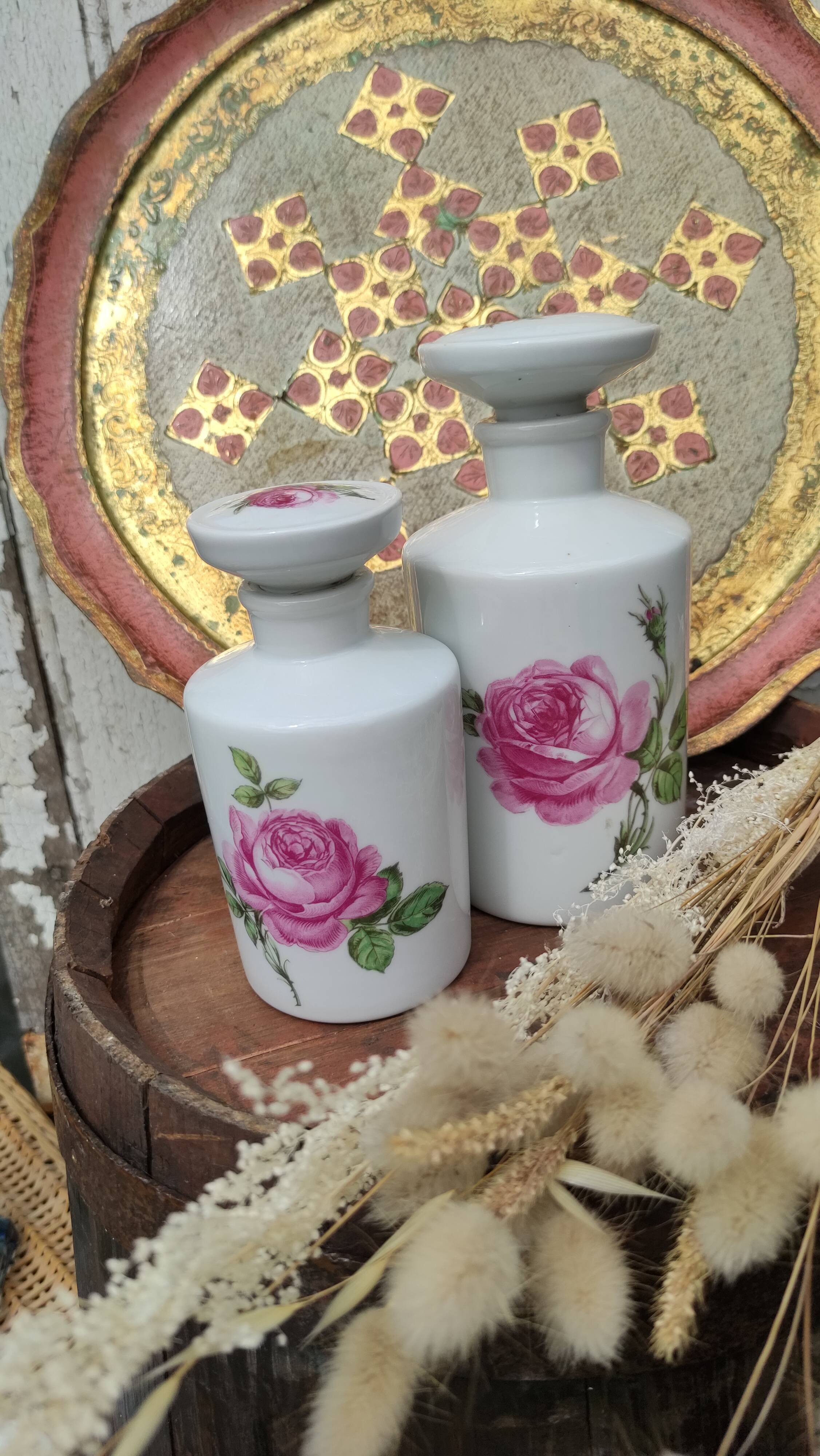 Antique white porcelain bottles