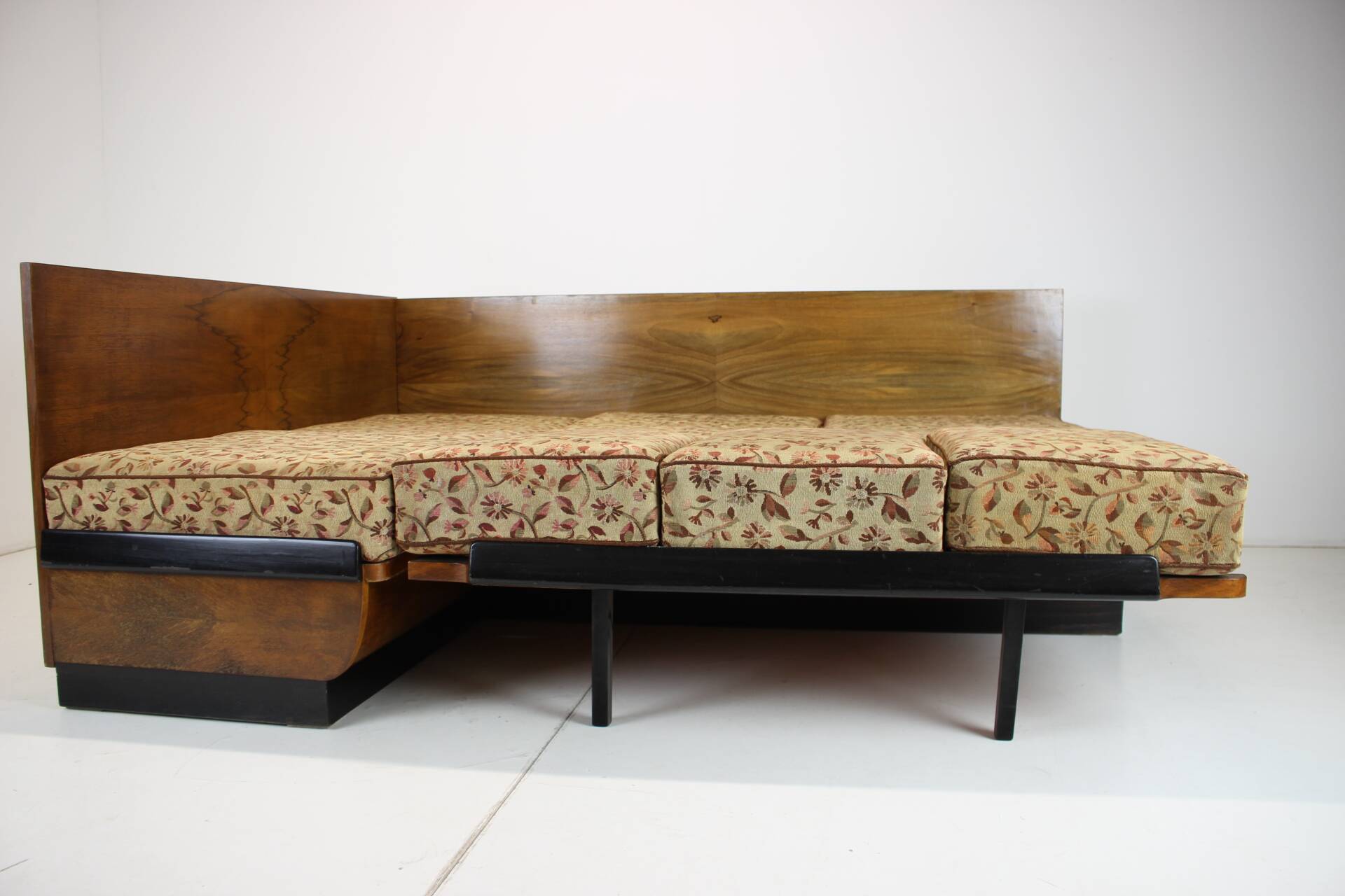 Rare Fabric Folding Sofa by Halabala for UP. Zavody, 1953, Czechoslovakia