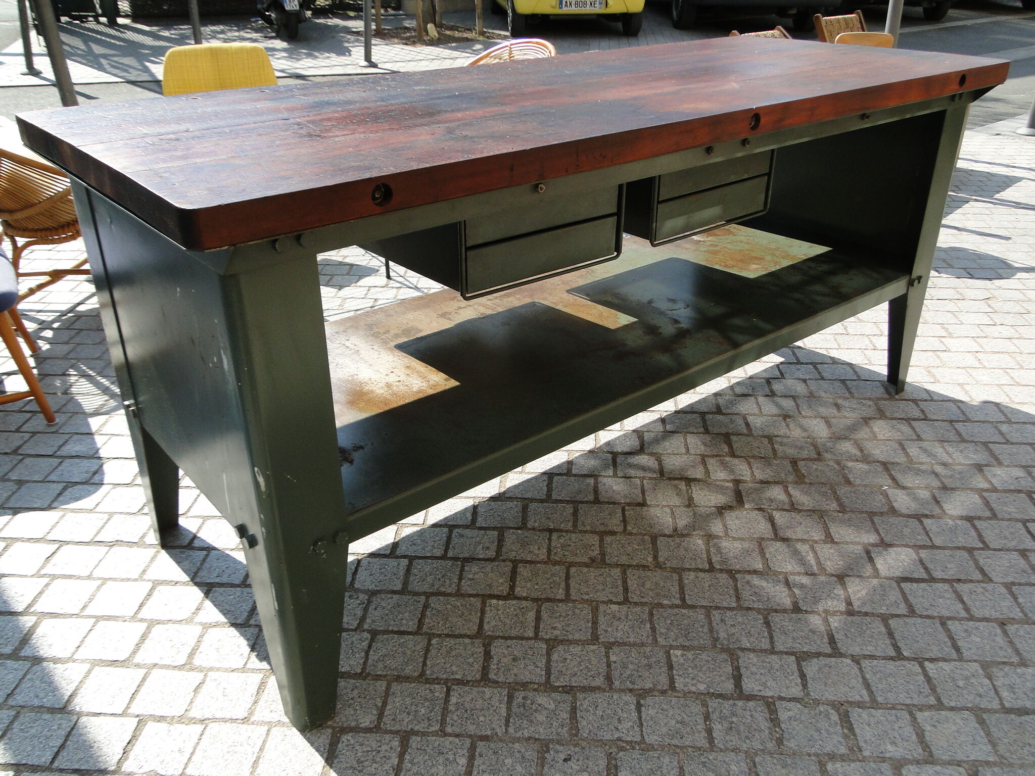 Workbench metal and mahogany 1960