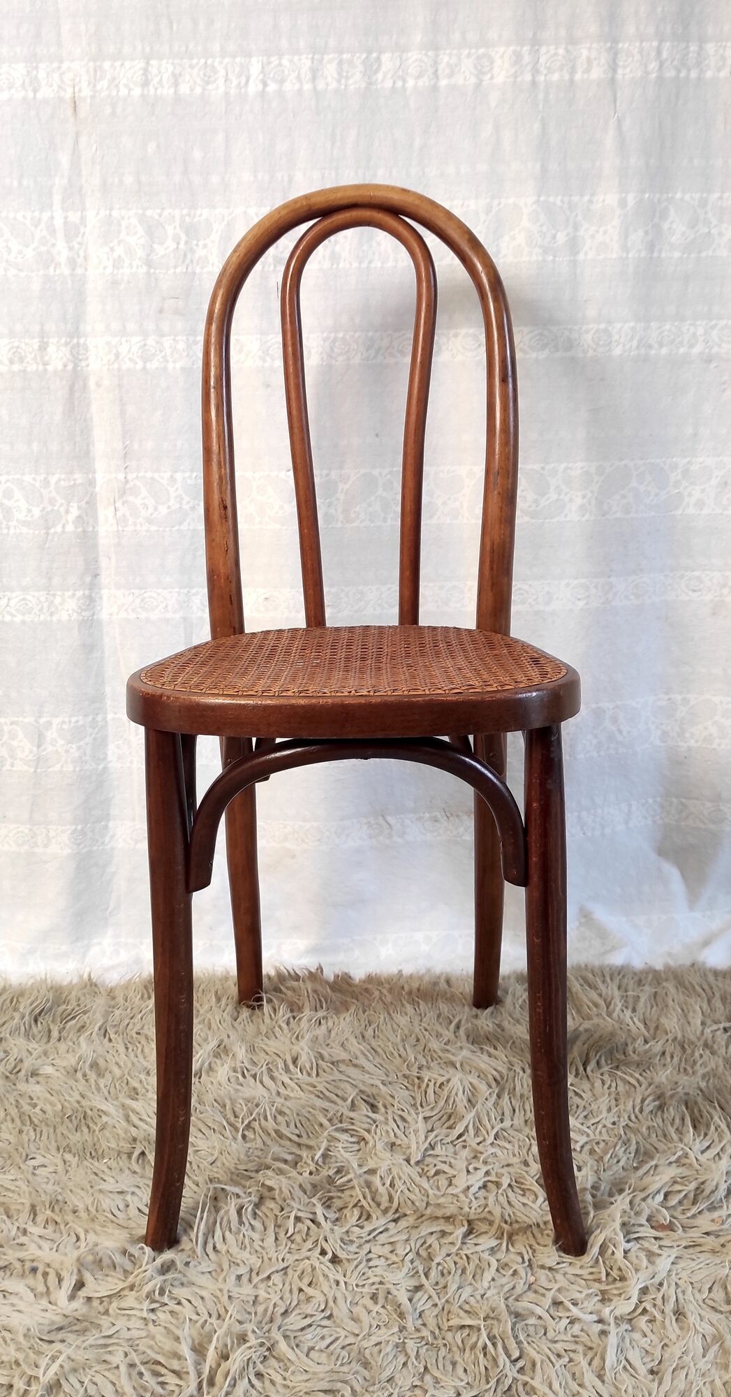Chaise bistrot en bois courbé et cannage début XXème