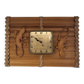Horloge Kiple ,en bambou et billes ,année 60