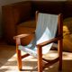 Vintage armchair for children in solid wood and thick canvas - Brutalist style