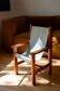 Vintage armchair for children in solid wood and thick canvas - Brutalist style