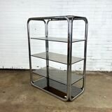 Vintage chrome rack with crystal smoked glass
