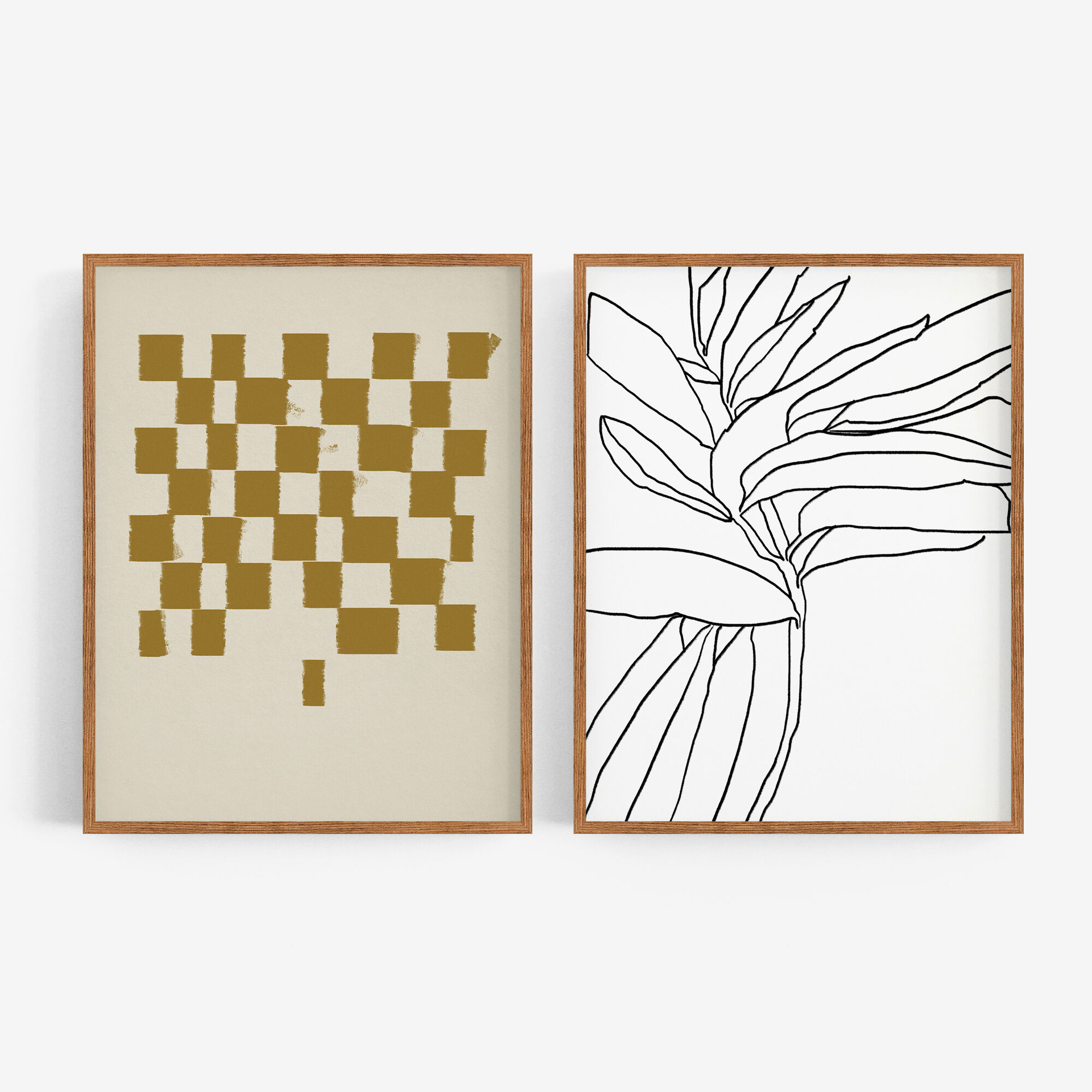 Pair of prints, checkered wall art set of two, 50x70cm