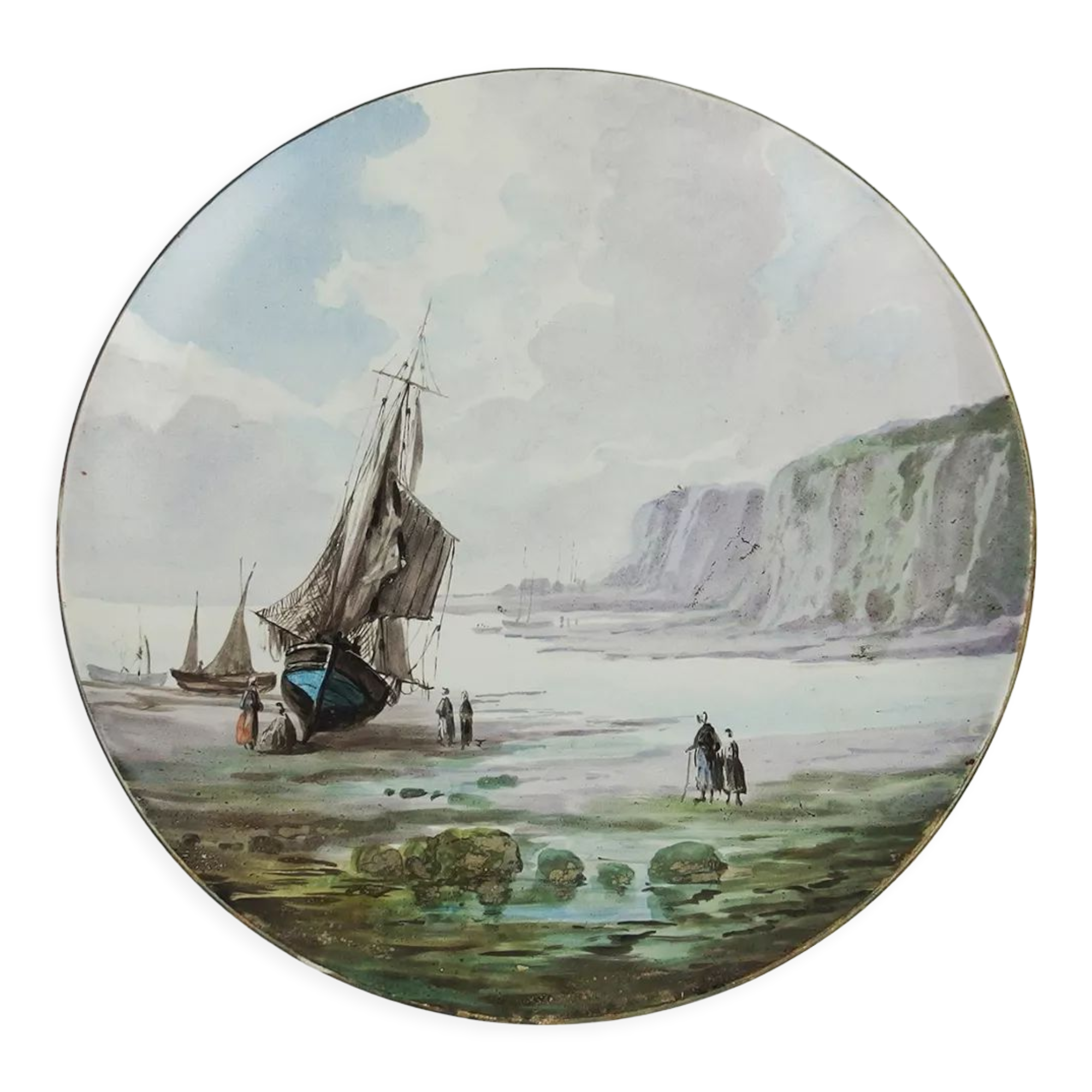Montereau earthenware dish"Maritime landscape"