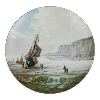 Plat en faïence Montereau"Paysage maritime"