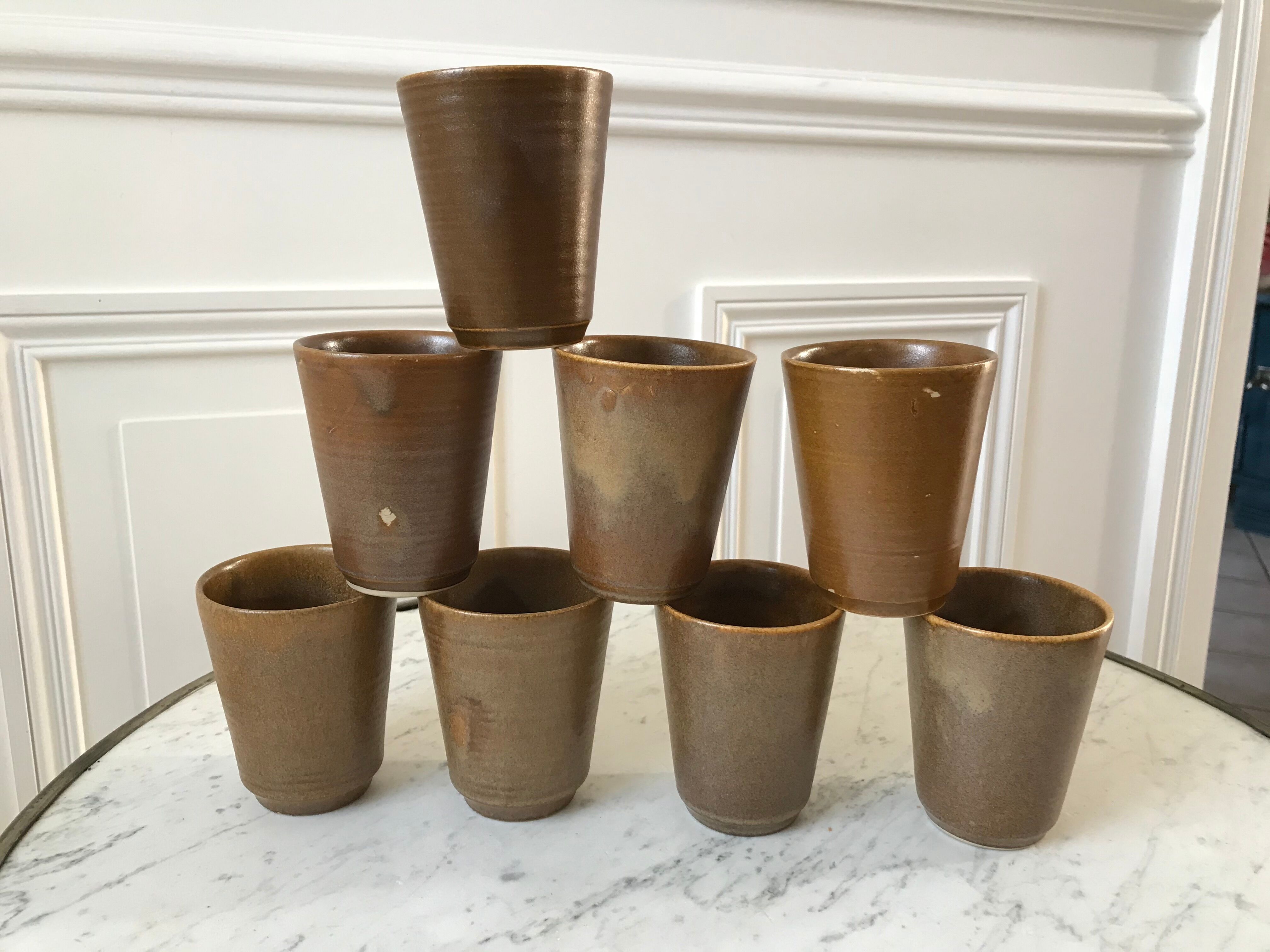 Lot de 8 verres en grès Digoin Sarreguemines