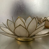 Pair of lotus candle holders in mother-of-pearl