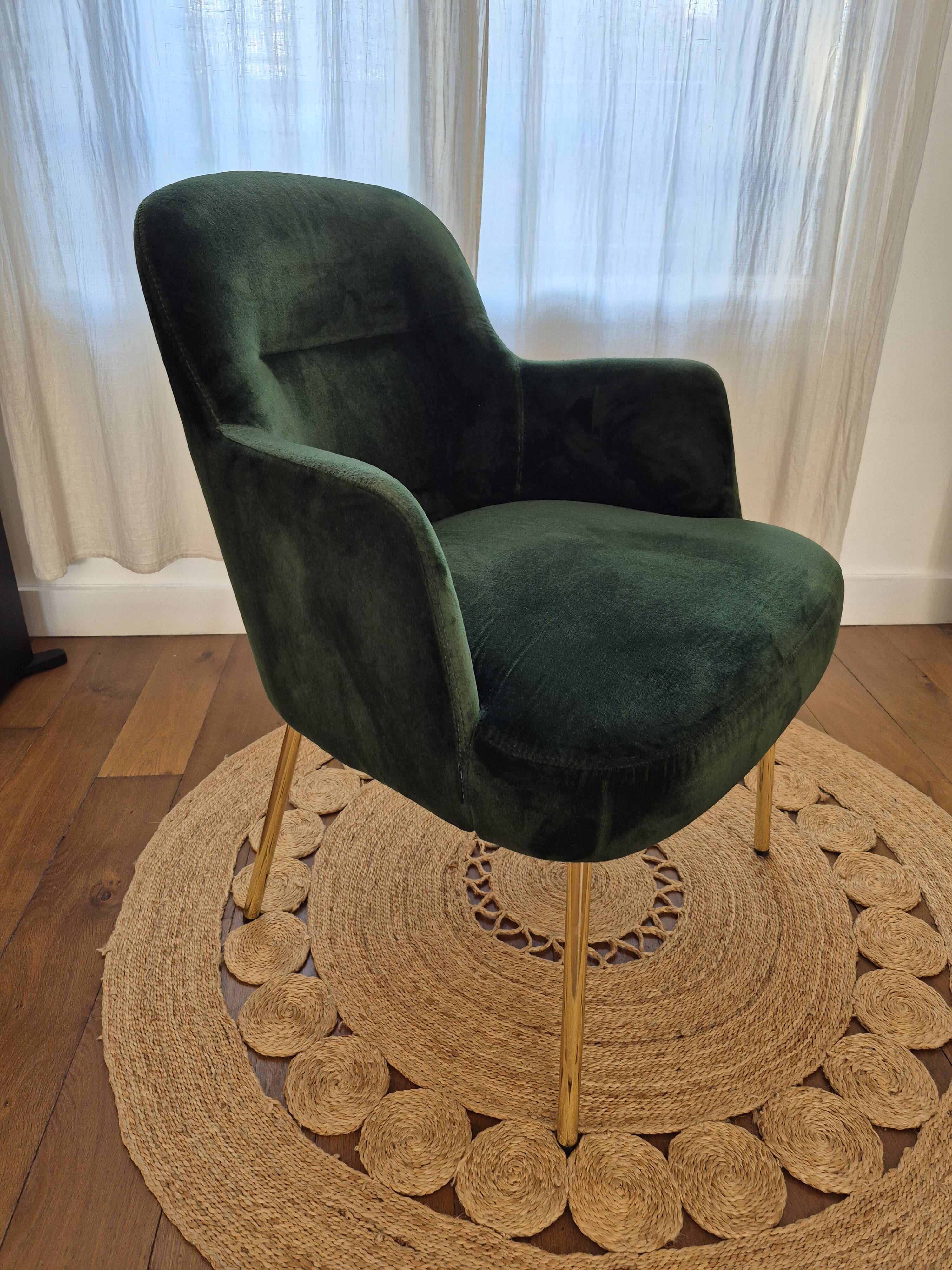 Fauteuil design italien torre 1961 – modèle da vinci 02 – velours vert