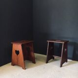 Arts & Crafts Heart Stools, Belgium, 1920s, Set of 2