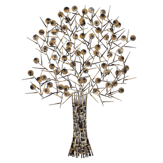 Large Marc Creates brutalist torch cut metal nail tree sculpture