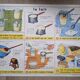 Old vintage school poster botanical egg hen milk