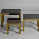Set of 3 brass regency nesting tables, Belgium 1980s