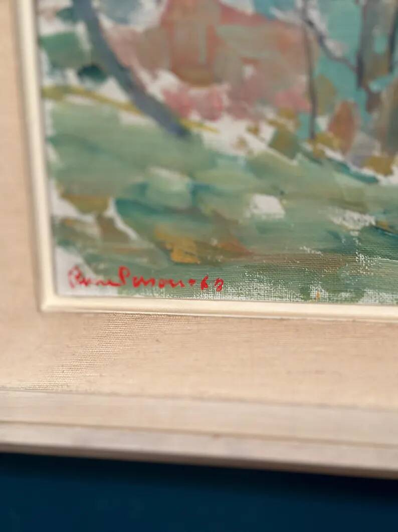 Original Swedish Oil on Canvas – “Landscape” by Rune Persson – Signed – Vintage & Framed – 46 × 65 cm (18.1" × 25.6")