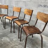 4 vintage school chairs