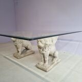 Lion stone pillar coffee table