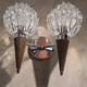Applique murale double style scandinave - Verre moulé et teck - 1960
