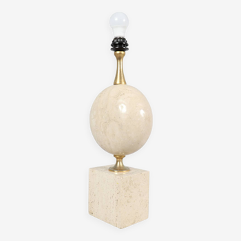 Travertine table lamp/table lamp by Philippe Barbier, France, 1970s