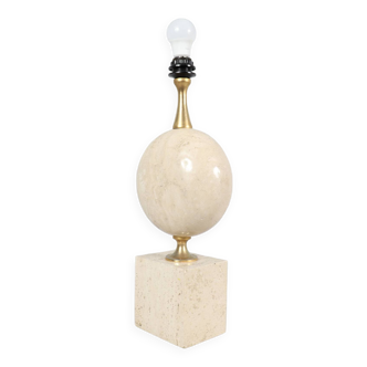 Travertine table lamp/table lamp by Philippe Barbier, France, 1970s