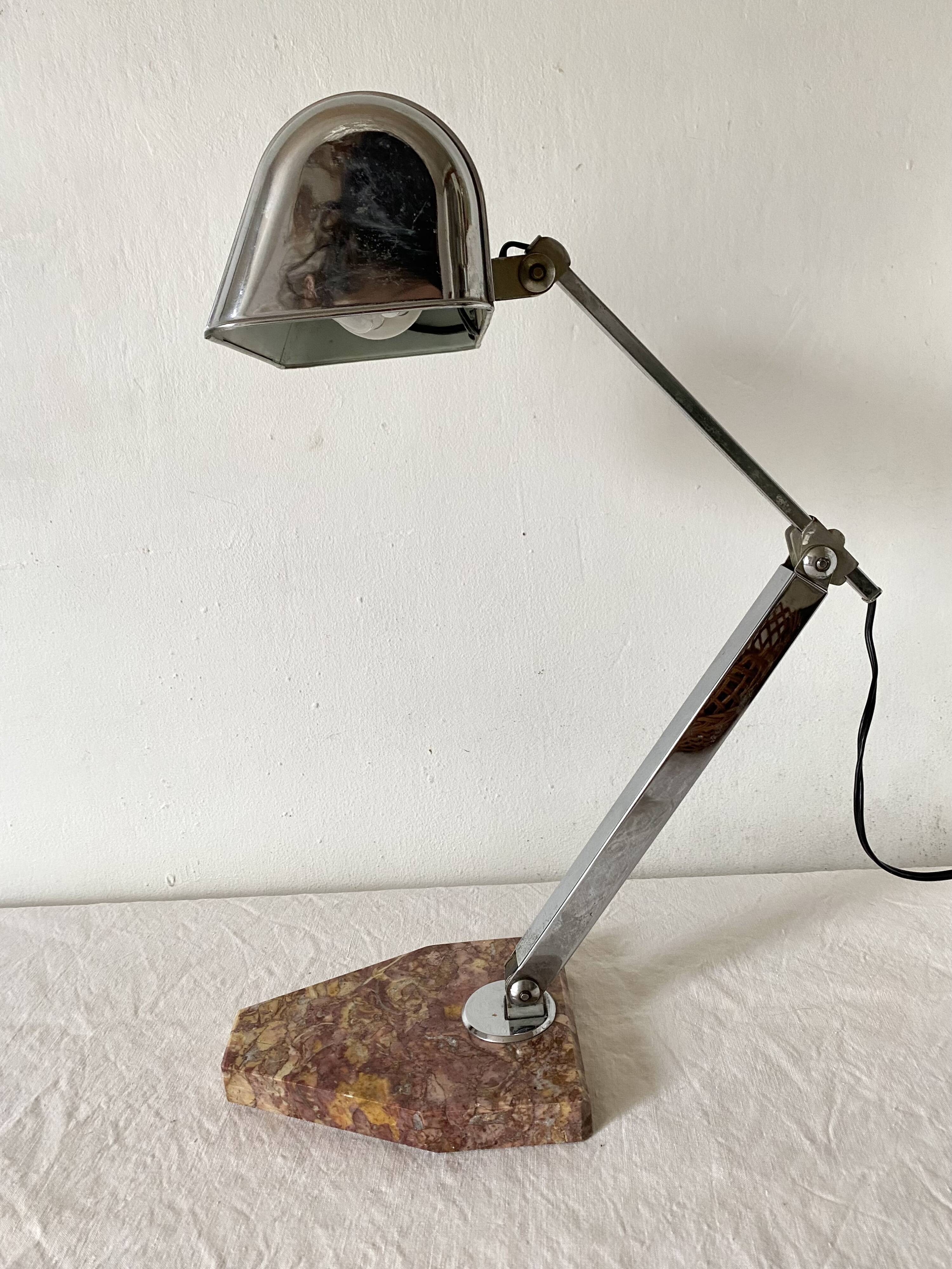 FARE Art Deco lamp in marble and chrome – 1930s