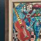 Huile sur toile suédoise « Nature morte avec guitare » par Josef José vintage 25×31 cm