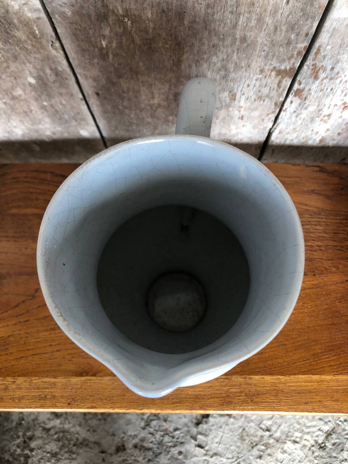 Old HB QUIMPER Pitcher White Cracked Ceramic Decor Birds Flowers #A765