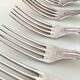 6 silver metal forks