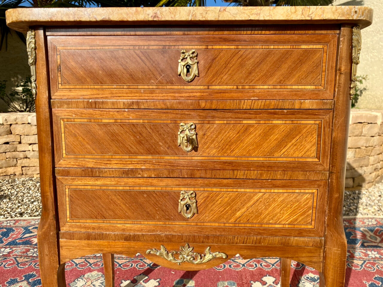 Dresser transition marquetry and bronze style Louis XV