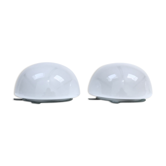 Lot of two wall lights in opaline, 1950