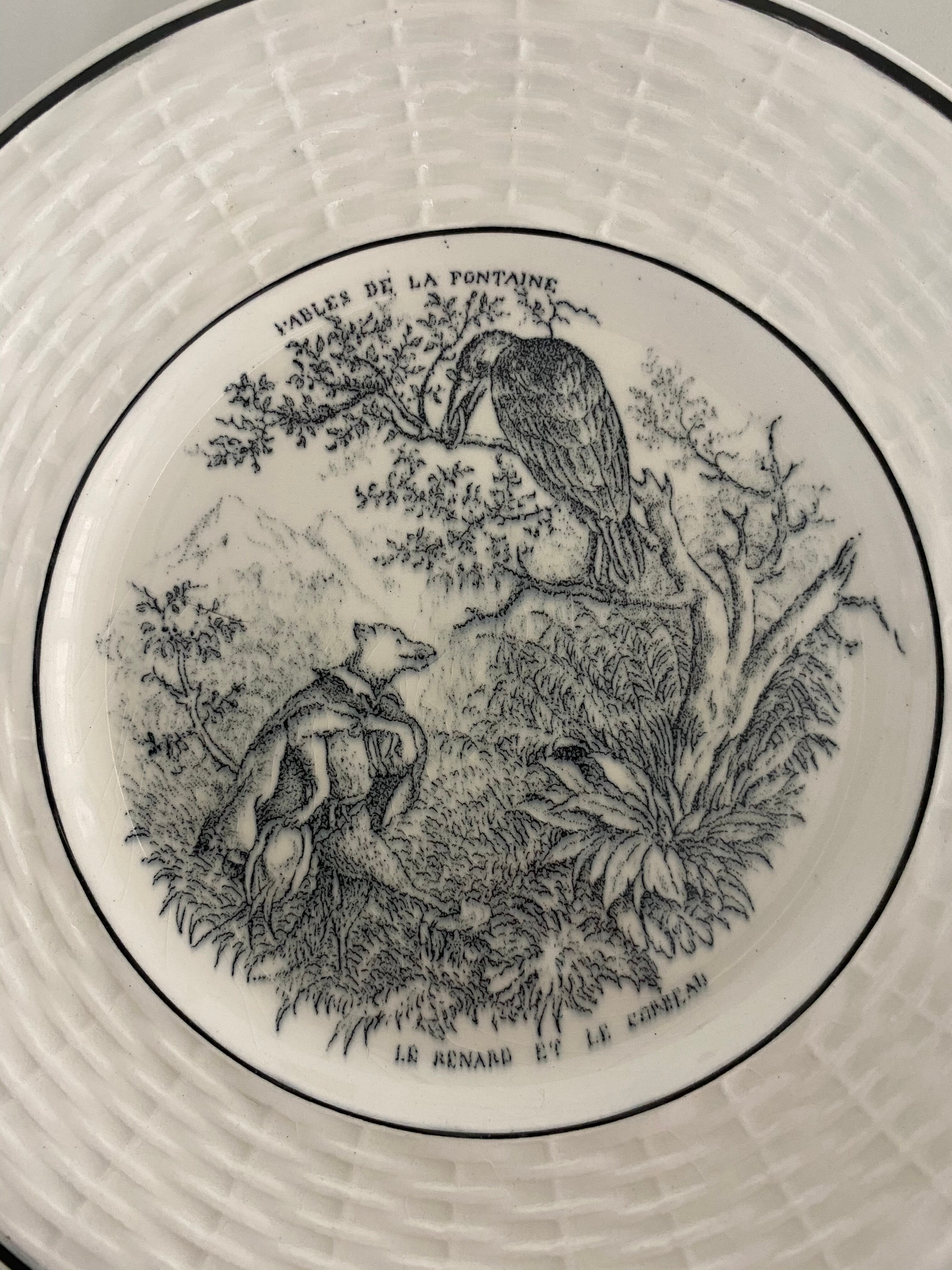 Old talking plate fable of the fountain the fox and the crow digoin sarguemines