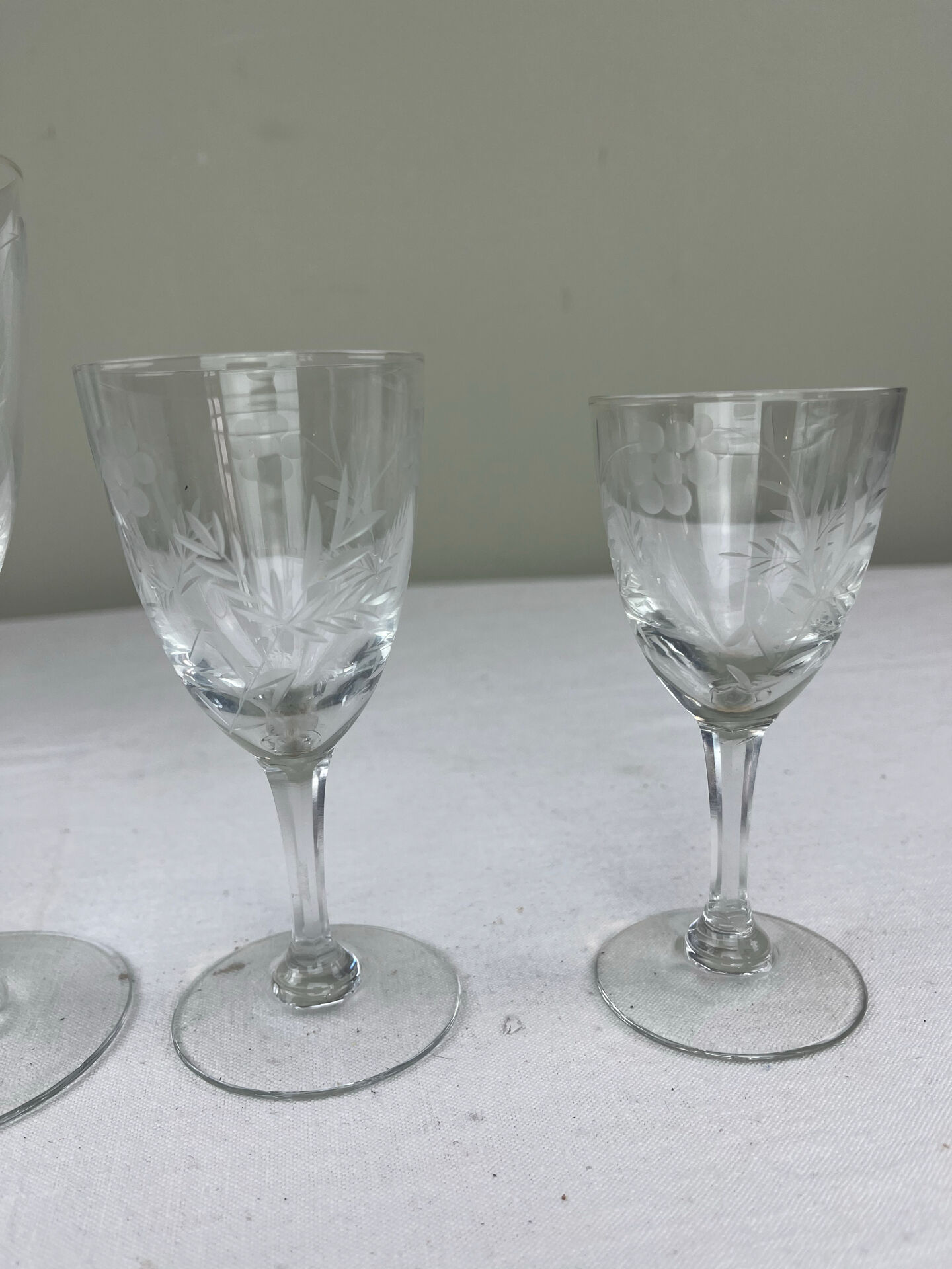 Service of antique engraved glasses