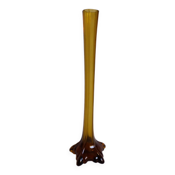 Vase soliflore verre ambré style Murano