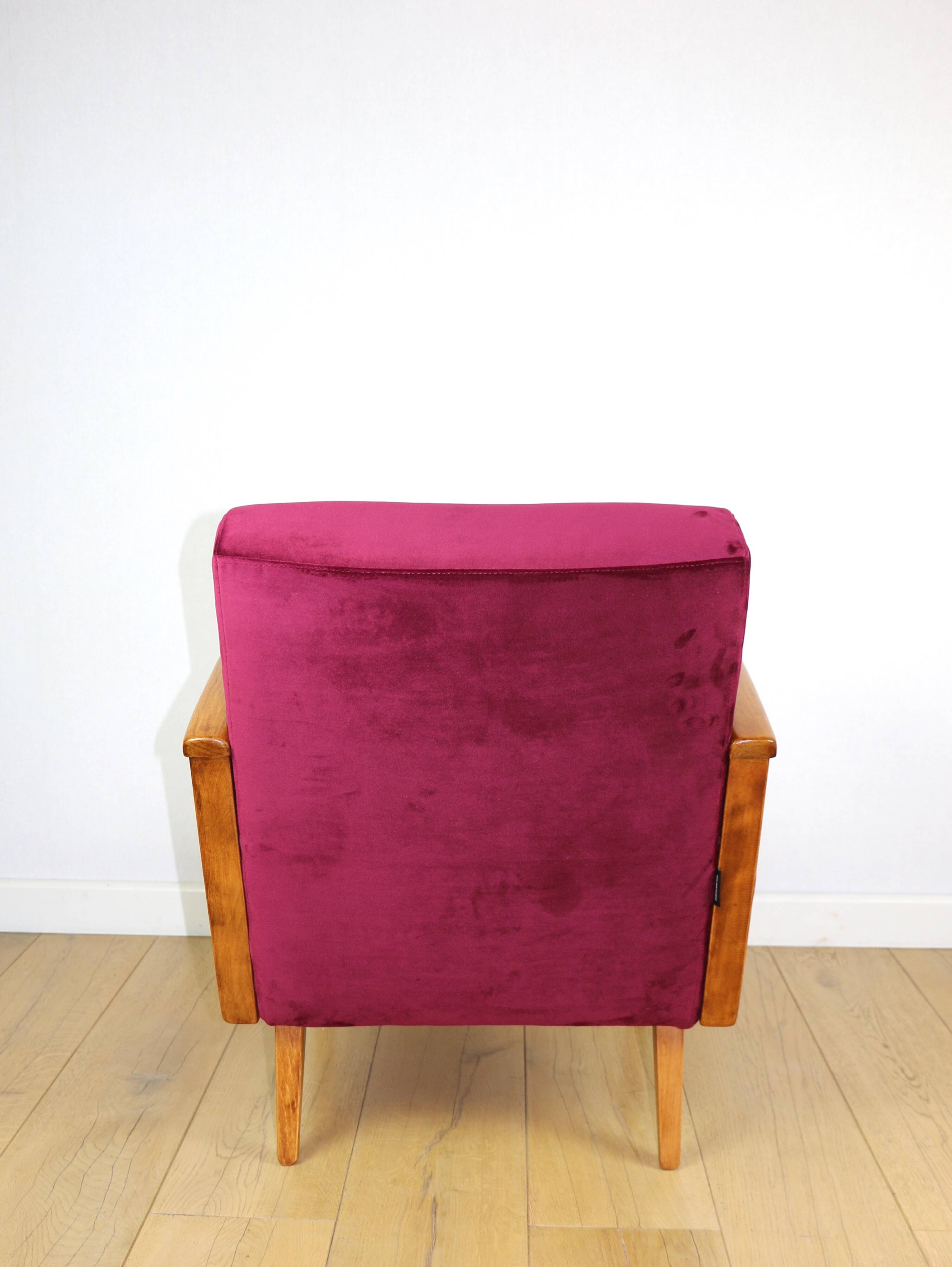 Vintage Art Deco Loft armchair raspberry - 1960s