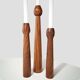 3 Scandinavian teak wood candle holders with brass inserts, Denmark, a