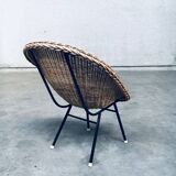 Wicker lounge chair in the style of Dirk Van Sliedregt for Rohé Noordwolde, Netherlands, 1960s.