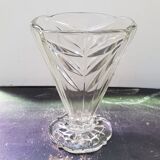 Old art deco vase transparent molded glass vintage decoration
