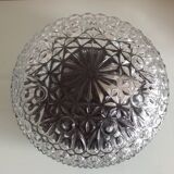 Structured glass round ceiling lamp vintage 60s-70s