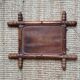 Wooden mirror in bamboo style, 1950s country decor.