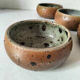 4 glazed pyrite stoneware bowls from the 70s