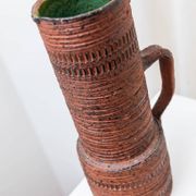 XL Mid-Century Brutalist Chamotte Vase in earthy red-brown ceramic by Spara Keramik, Germany 1960s