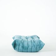 Togo set of armchair and pouf in light blue corduroy