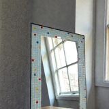 Vintage wall mirror in mint blue mosaic